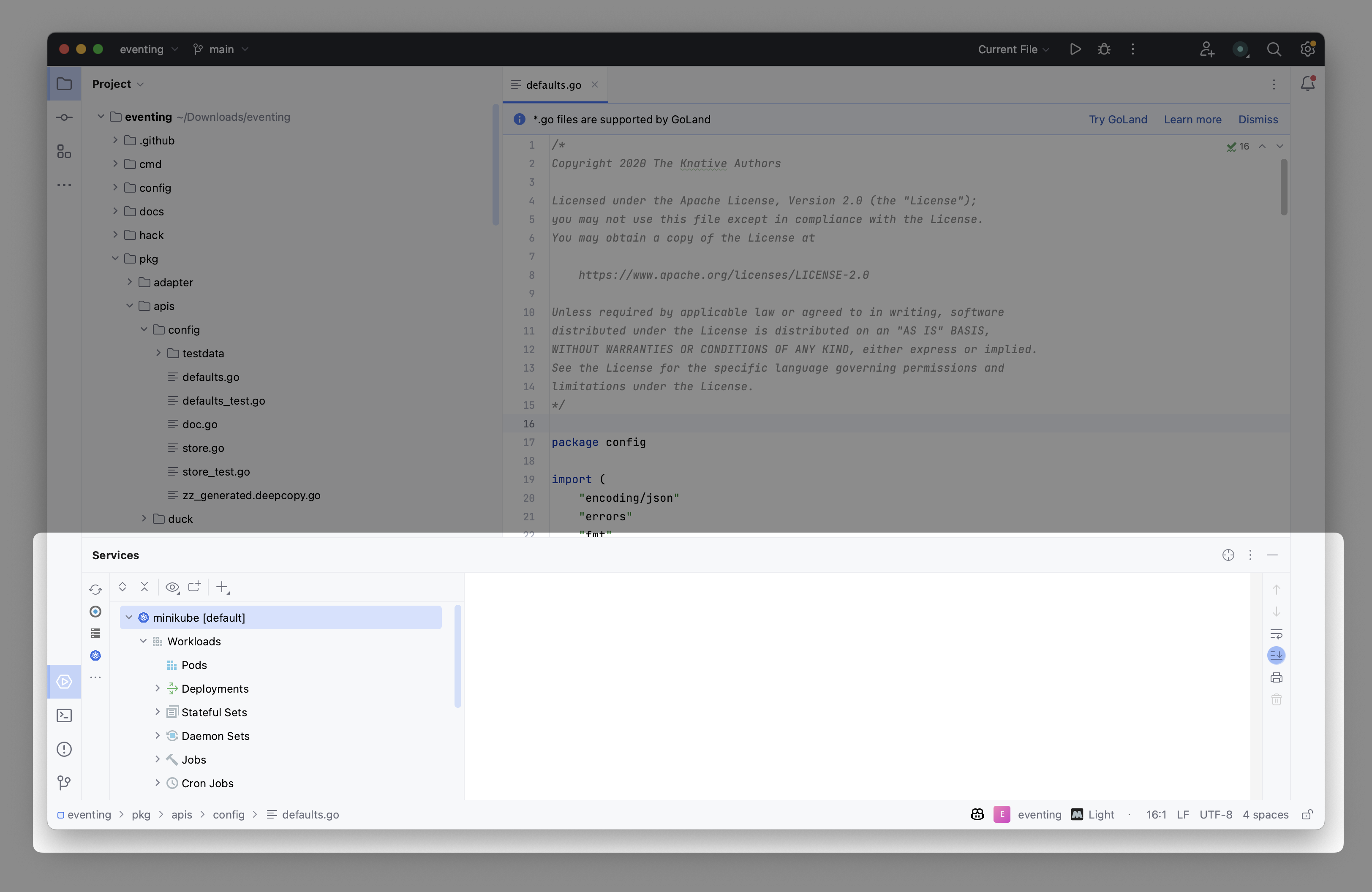 Screenshot of the Jetbrains Kubernetes plugin